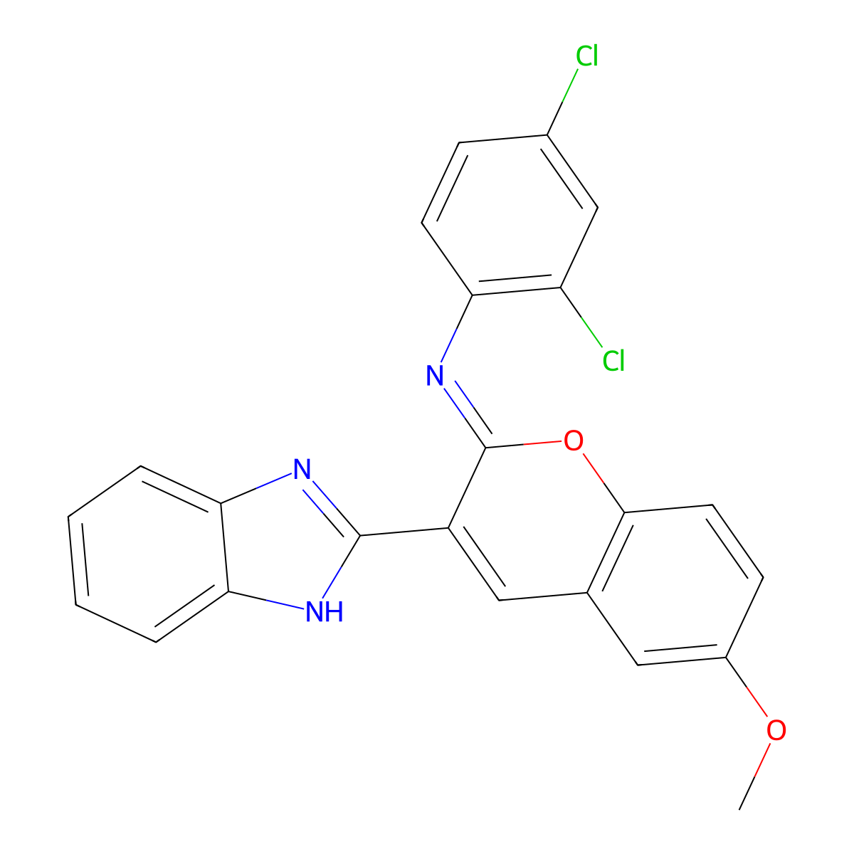 (2Z)-3-(1H-1,3-benzodiazol-2-yl)-N-(2,4-dichlorophenyl)-6-methoxy-2H-chromen-2-imine molecular structure, CAS 1321734-37-5