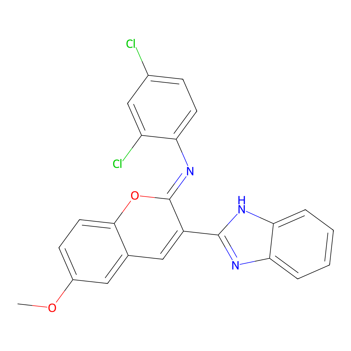 (2Z)-3-(1H-1,3-benzodiazol-2-yl)-N-(2,4-dichlorophenyl)-6-methoxy-2H-chromen-2-imine molecular structure, CAS 1321734-37-5