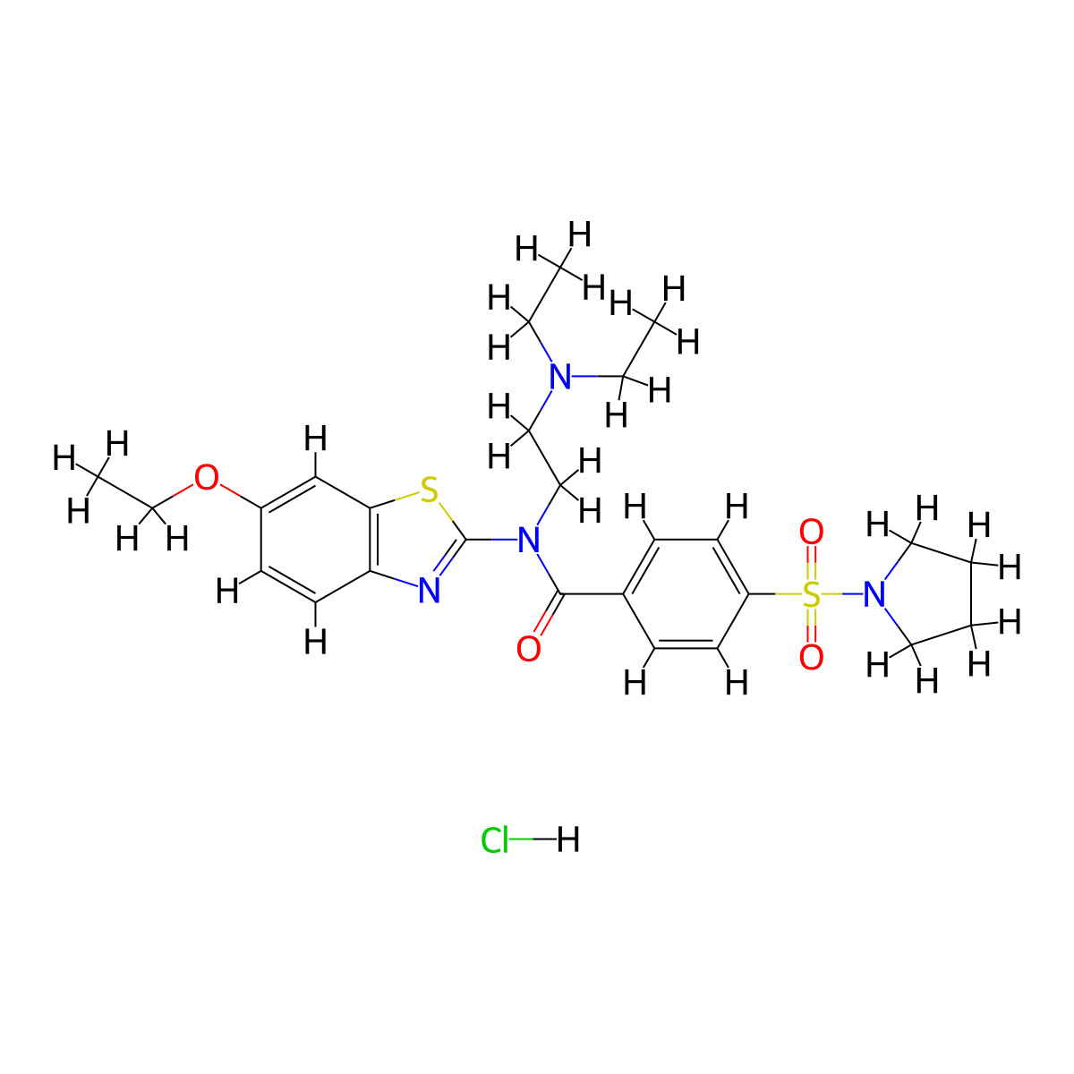 N-(2-(diethylamino)ethyl)-N-(6-ethoxybenzo[d]thiazol-2-yl)-4-(pyrrolidin-1-ylsulfonyl)benzamide hydrochloride molecular structure, CAS 1321738-69-5