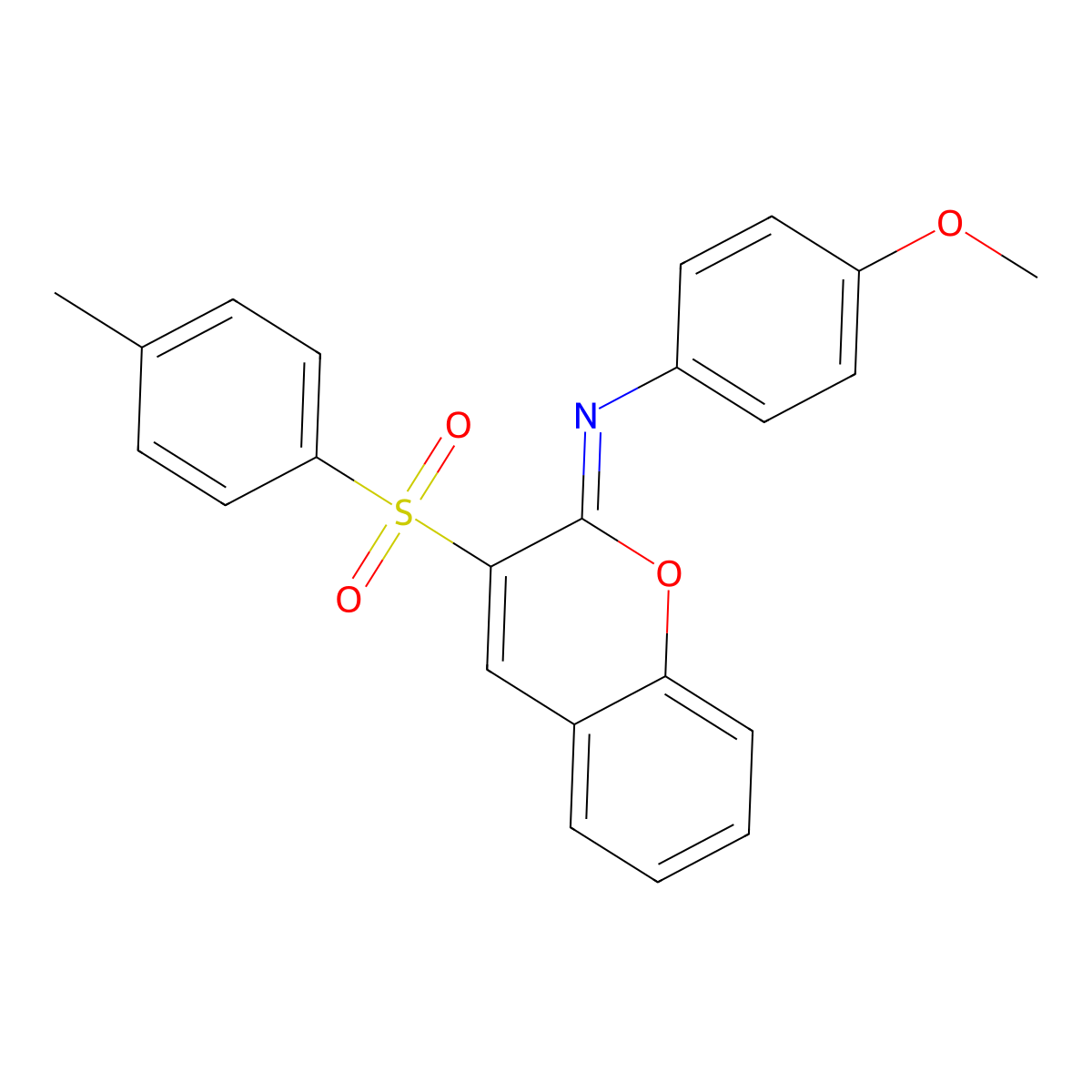 (Z)-4-methoxy-N-(3-tosyl-2H-chromen-2-ylidene)aniline molecular structure, CAS 1321743-46-7