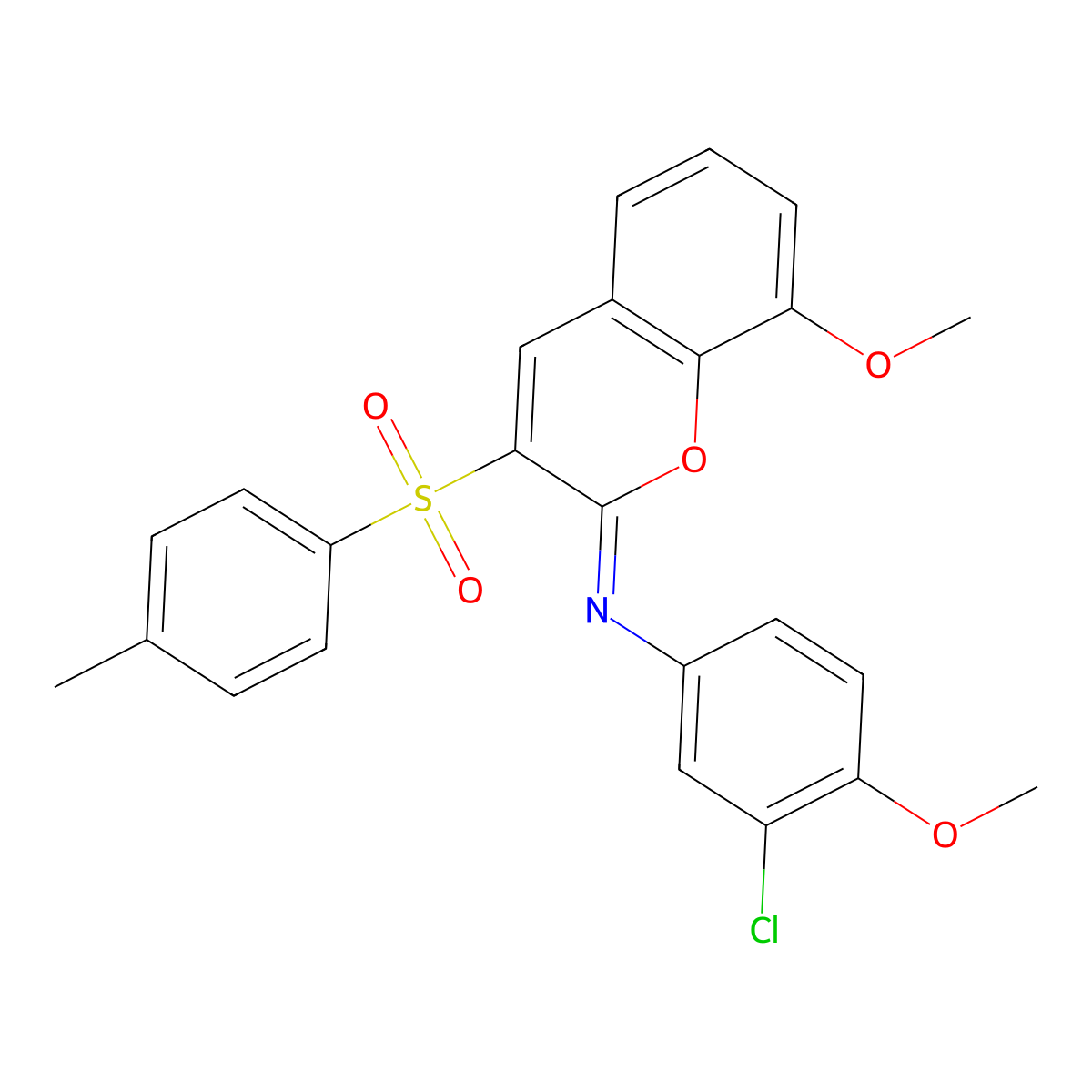 N-(3-chloro-4-methoxyphenyl)-8-methoxy-3-(4-methylphenyl)sulfonylchromen-2-imine molecular structure, CAS 1321746-28-4