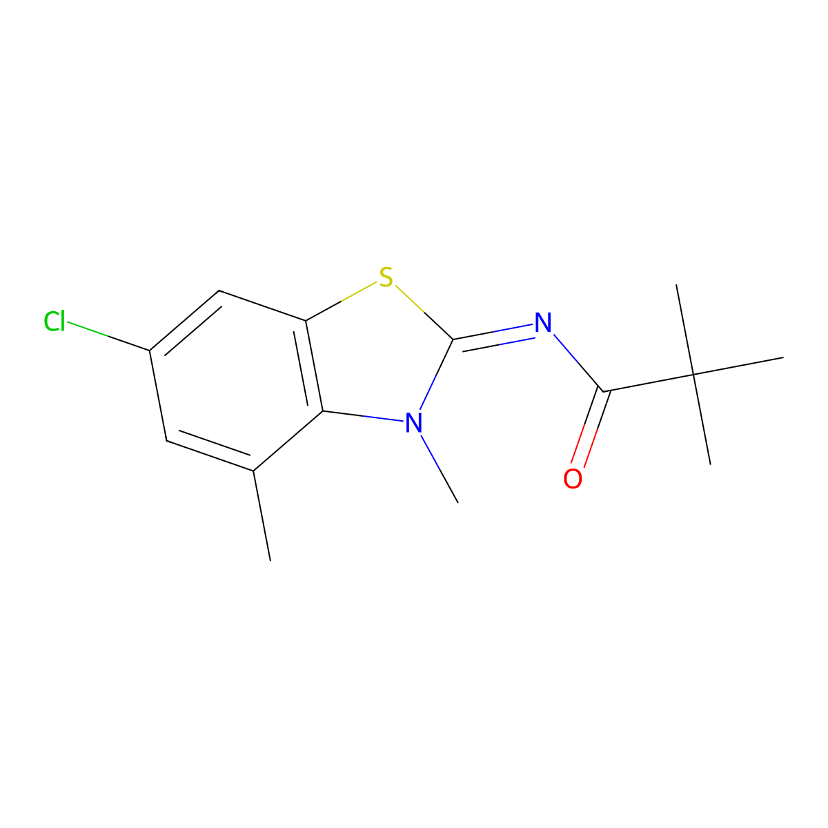(Z)-N-(6-chloro-3,4-dimethylbenzo[d]thiazol-2(3H)-ylidene)pivalamide molecular structure, CAS 1321748-09-7