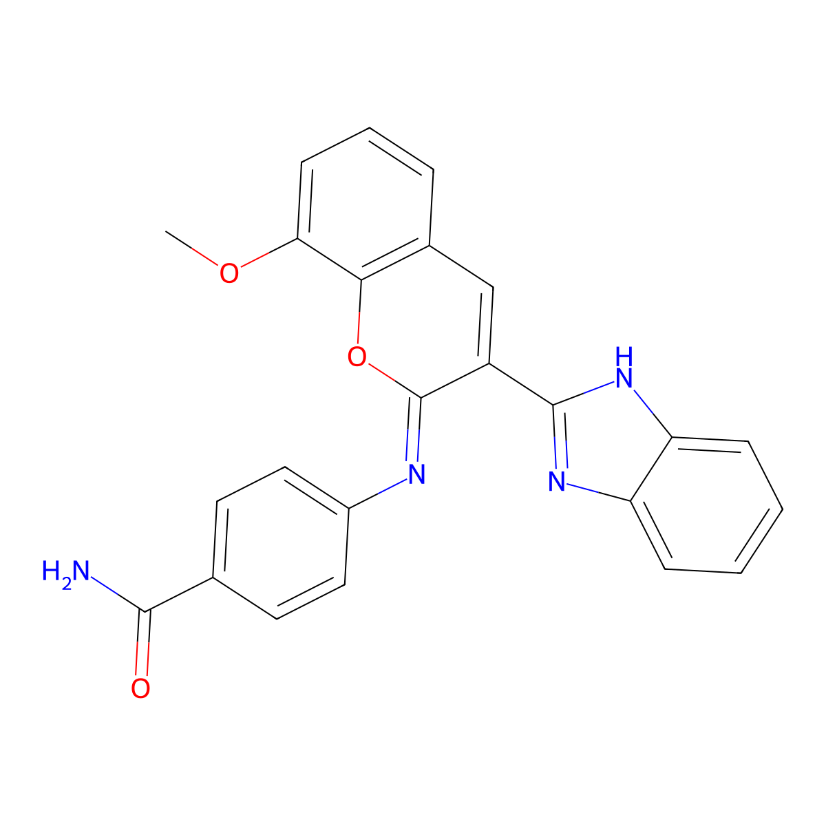4-{[(2Z)-3-(1H-1,3-Benzodiazol-2-YL)-8-methoxy-2H-chromen-2-ylidene]amino}benzamide molecular structure, CAS 1321751-61-4