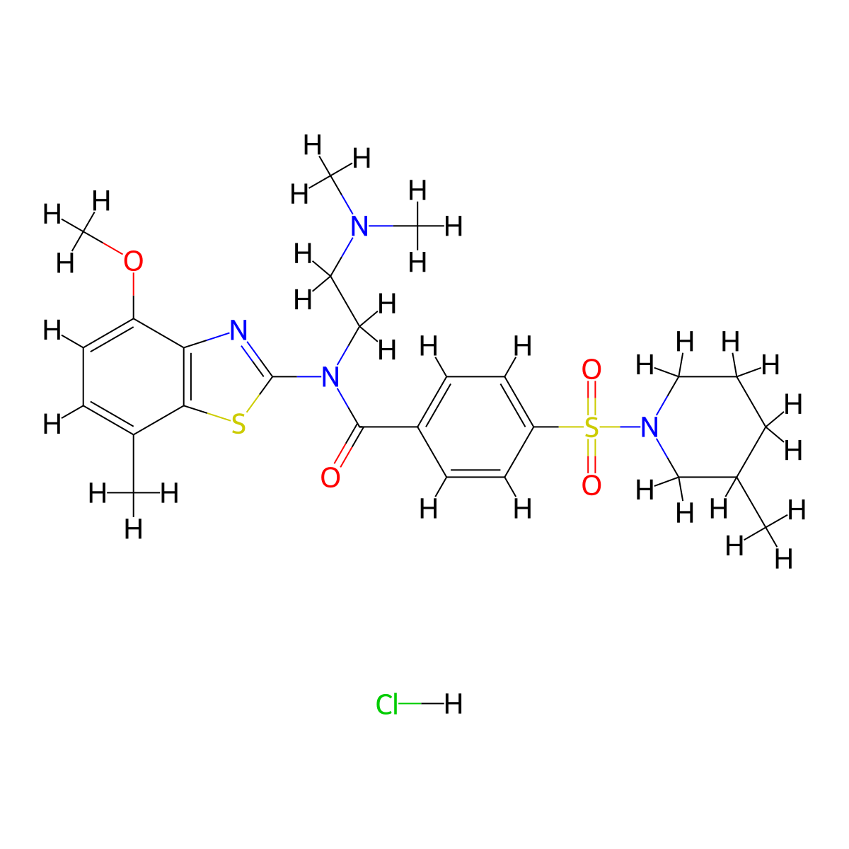 N-(2-(dimethylamino)ethyl)-N-(4-methoxy-7-methylbenzo[d]thiazol-2-yl)-4-((3-methylpiperidin-1-yl)sulfonyl)benzamide hydrochloride molecular structure, CAS 1321751-78-3