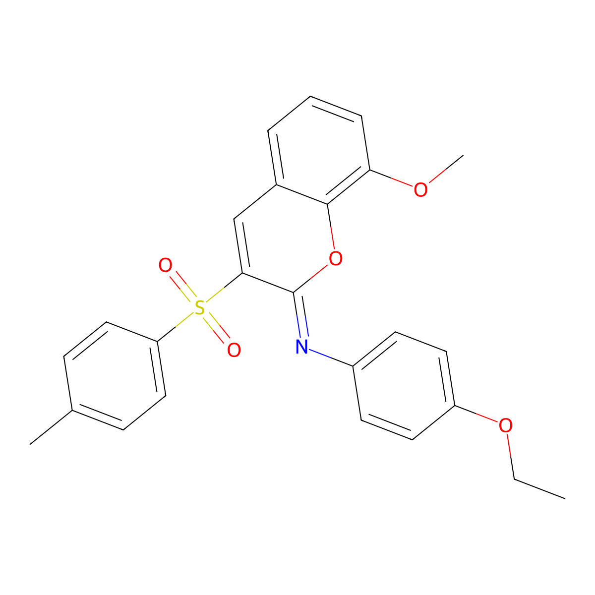 N-(4-ethoxyphenyl)-8-methoxy-3-(4-methylphenyl)sulfonylchromen-2-imine molecular structure, CAS 1321759-52-7