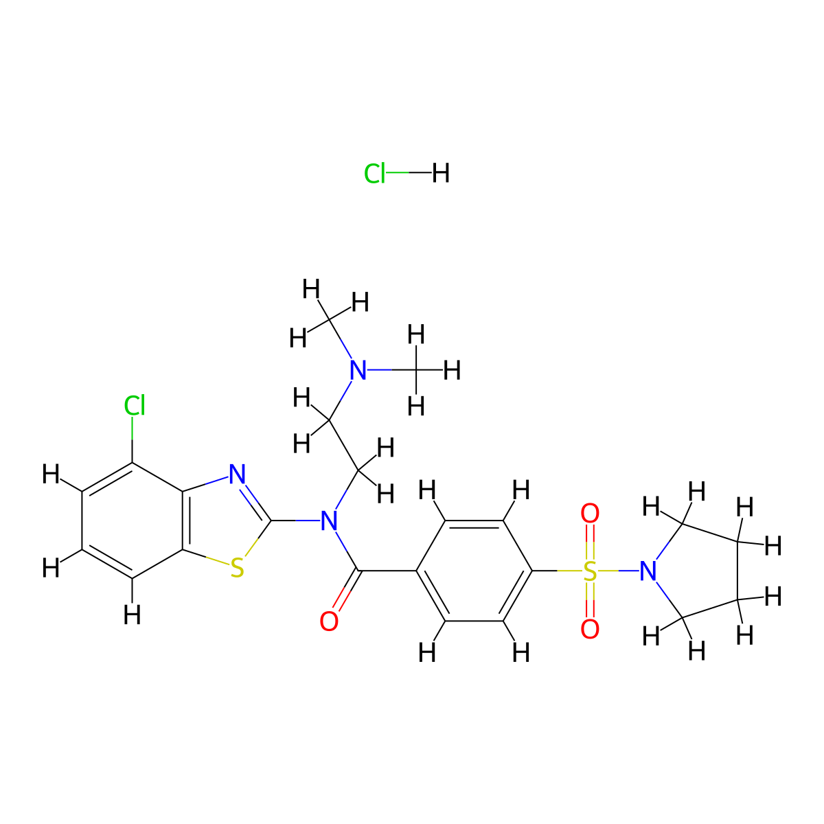 N-(4-chlorobenzo[d]thiazol-2-yl)-N-(2-(dimethylamino)ethyl)-4-(pyrrolidin-1-ylsulfonyl)benzamide hydrochloride molecular structure, CAS 1321767-54-7