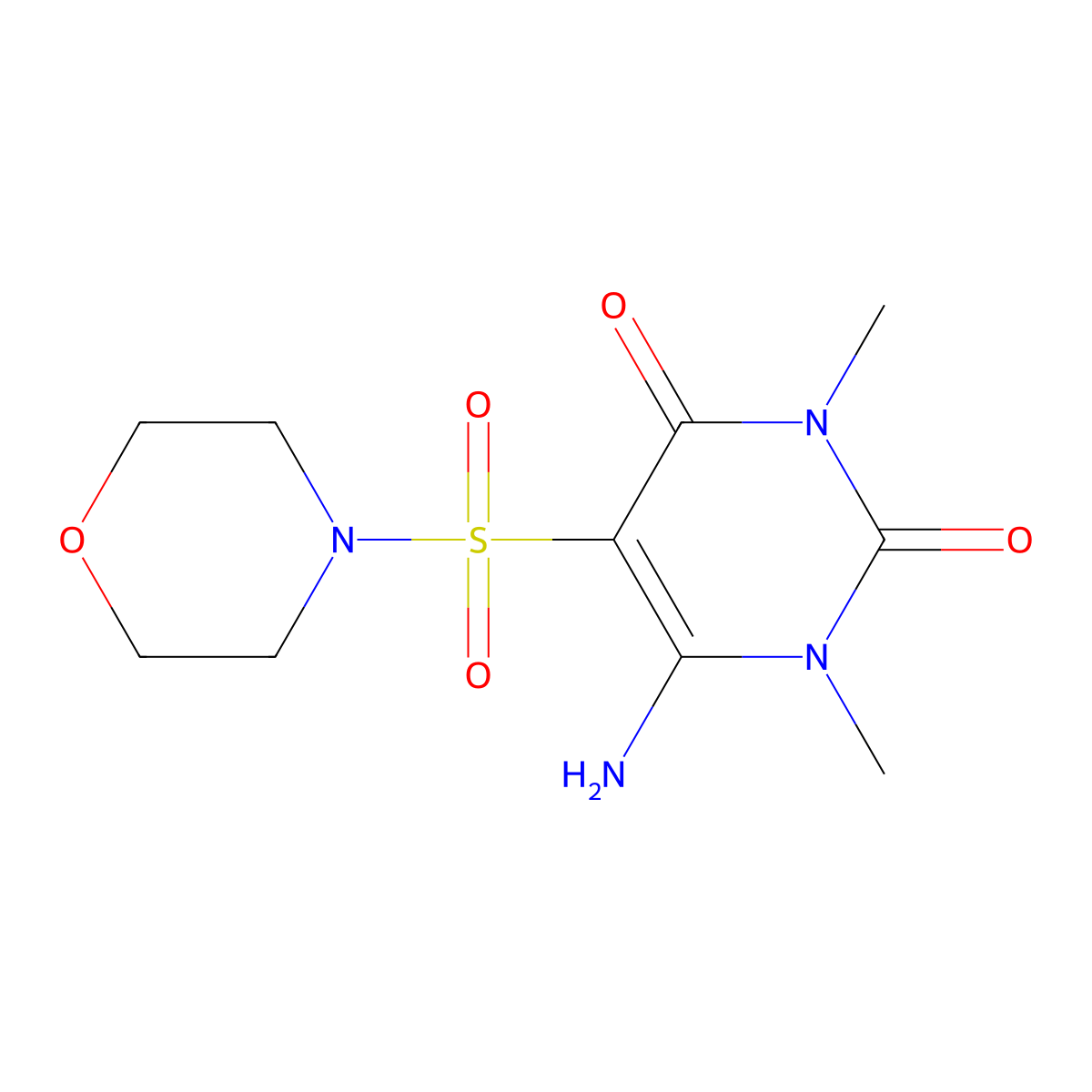 6-Amino-1,3-dimethyl-5-(morpholinosulfonyl)pyrimidine-2,4(1H,3H)-dione molecular structure, CAS 1321777-86-9