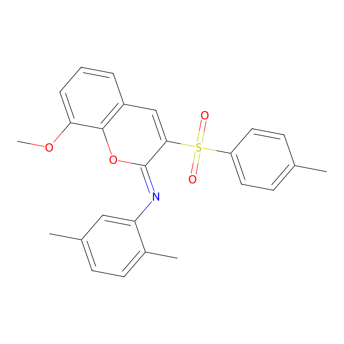 N-(2,5-dimethylphenyl)-8-methoxy-3-(4-methylphenyl)sulfonylchromen-2-imine molecular structure, CAS 1321779-03-6