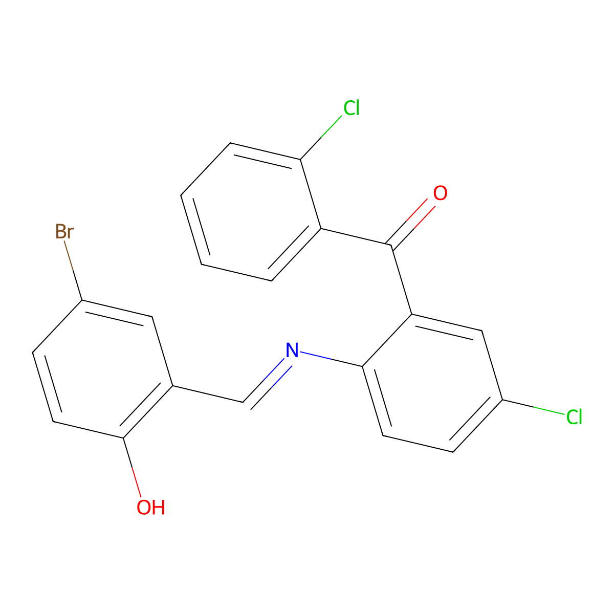 (Z)-(2-((5-bromo-2-hydroxybenzylidene)amino)-5-chlorophenyl)(2-chlorophenyl)methanone molecular structure, CAS 1321779-58-1
