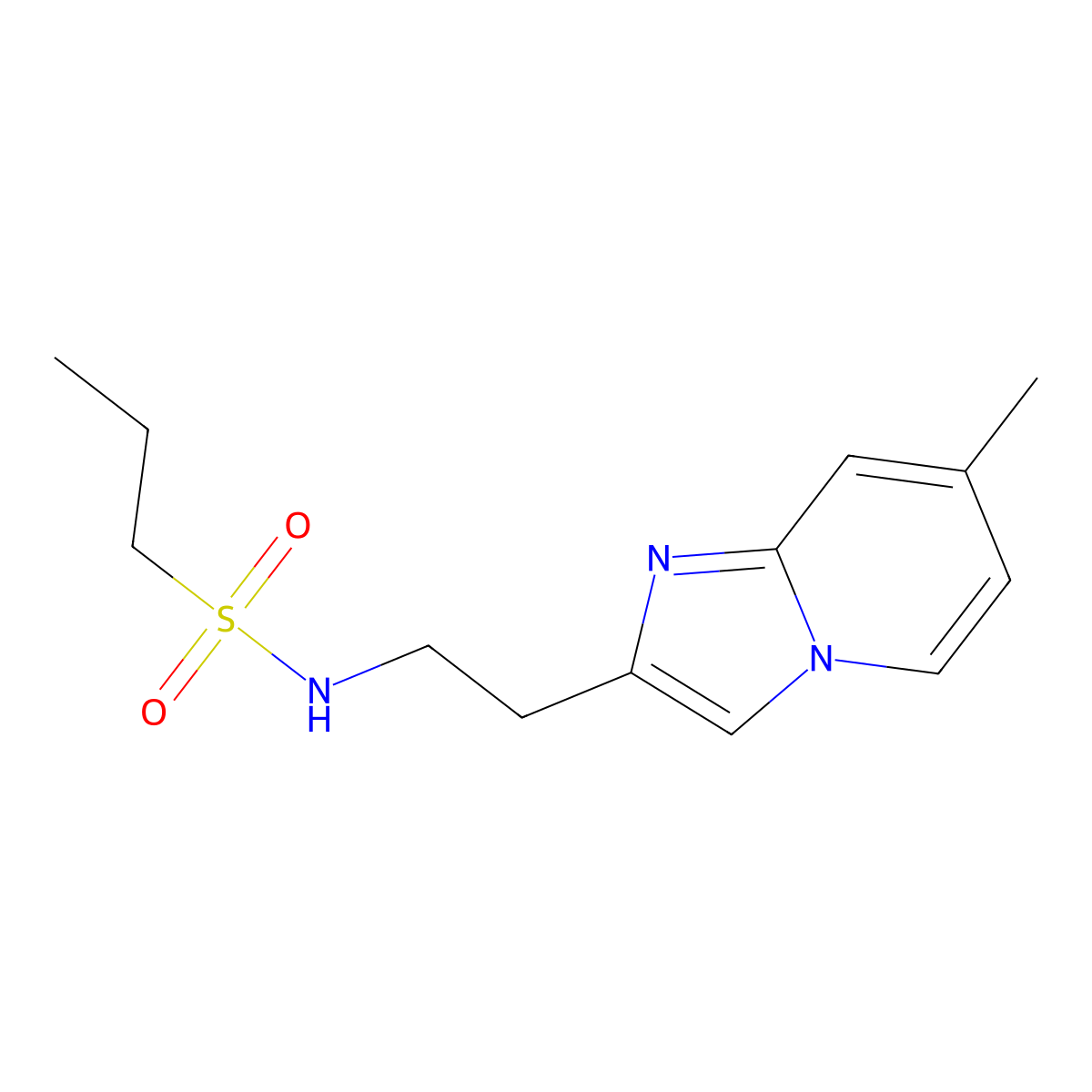N-(2-{7-methylimidazo[1,2-a]pyridin-2-yl}ethyl)propane-1-sulfonamide molecular structure, CAS 1321790-68-4