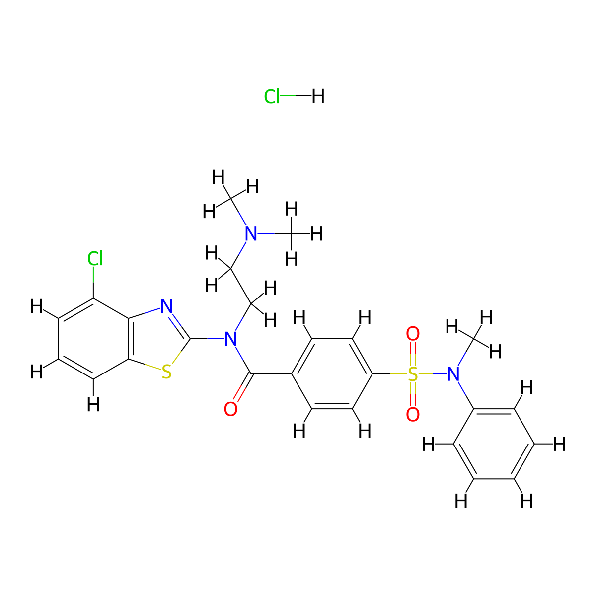 N-(4-chlorobenzo[d]thiazol-2-yl)-N-(2-(dimethylamino)ethyl)-4-(N-methyl-N-phenylsulfamoyl)benzamide hydrochloride molecular structure, CAS 1321798-04-2