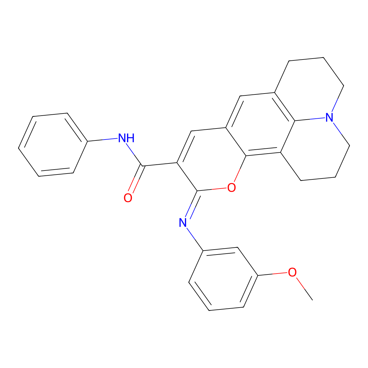 (11Z)-11-[(3-methoxyphenyl)imino]-N-phenyl-2,3,6,7-tetrahydro-1H,5H,11H-pyrano[2,3-f]pyrido[3,2,1-ij]quinoline-10-carboxamide molecular structure, CAS 1321801-71-1