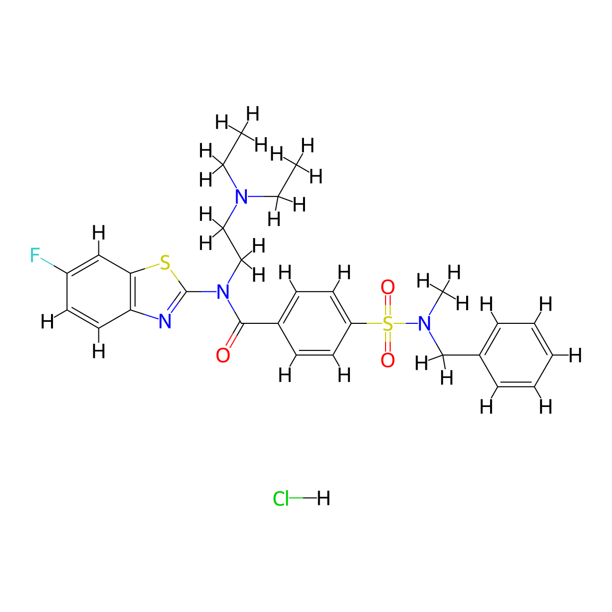 4-(N-benzyl-N-methylsulfamoyl)-N-(2-(diethylamino)ethyl)-N-(6-fluorobenzo[d]thiazol-2-yl)benzamide hydrochloride molecular structure, CAS 1321806-02-3