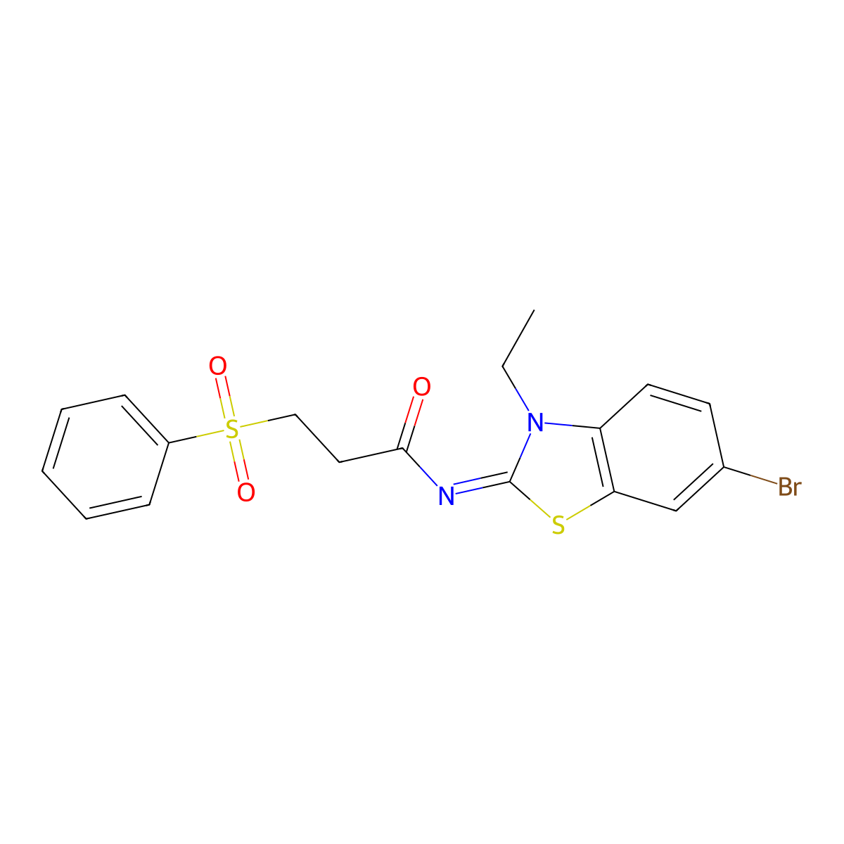 (E)-N-(6-bromo-3-ethylbenzo[d]thiazol-2(3H)-ylidene)-3-(phenylsulfonyl)propanamide molecular structure, CAS 1321813-21-1