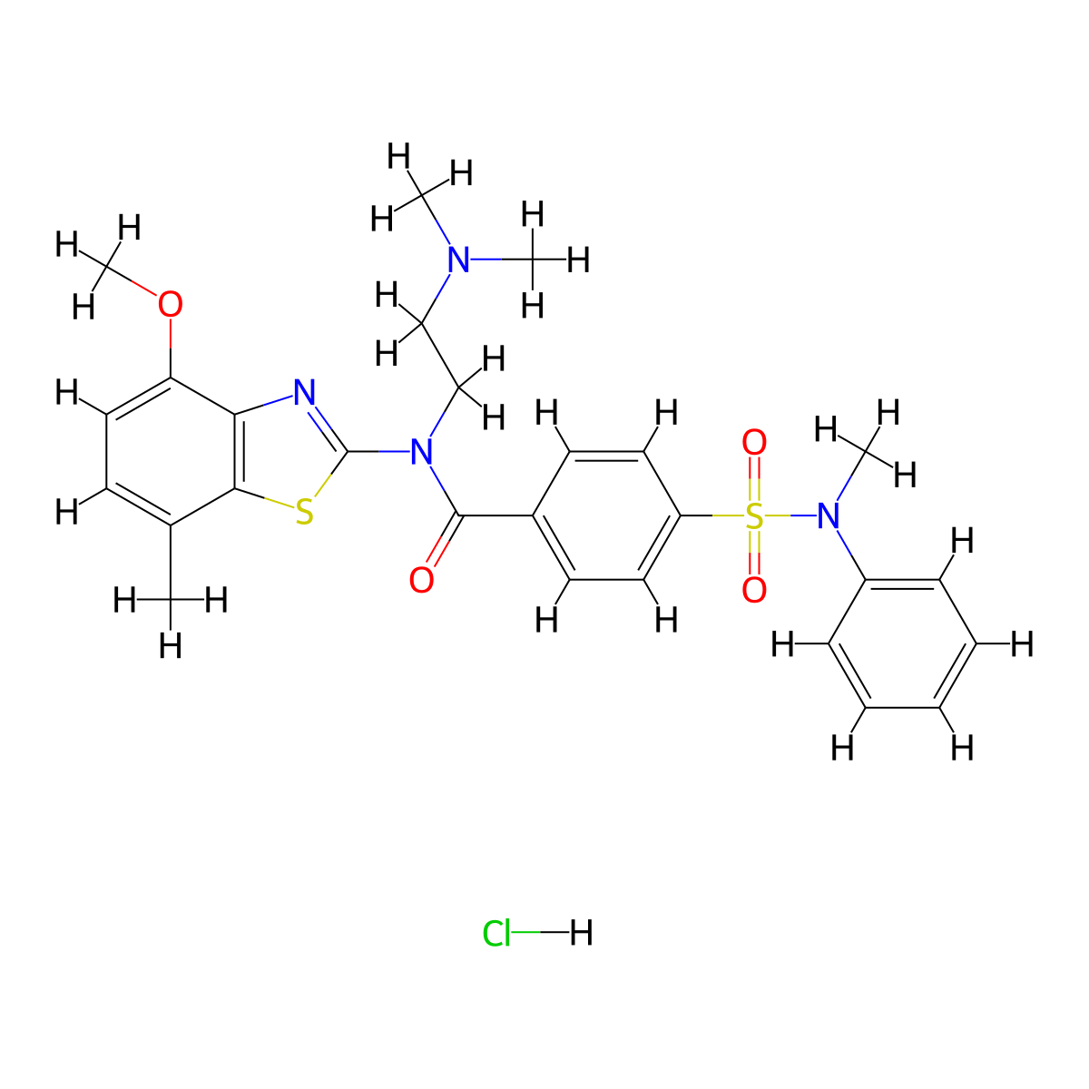 N-(2-(dimethylamino)ethyl)-N-(4-methoxy-7-methylbenzo[d]thiazol-2-yl)-4-(N-methyl-N-phenylsulfamoyl)benzamide hydrochloride molecular structure, CAS 1321813-28-8