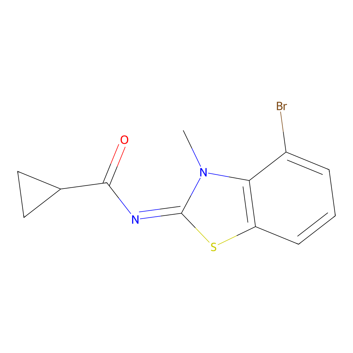 N-(4-bromo-3-methyl-1,3-benzothiazol-2-ylidene)cyclopropanecarboxamide molecular structure, CAS 1321815-12-6