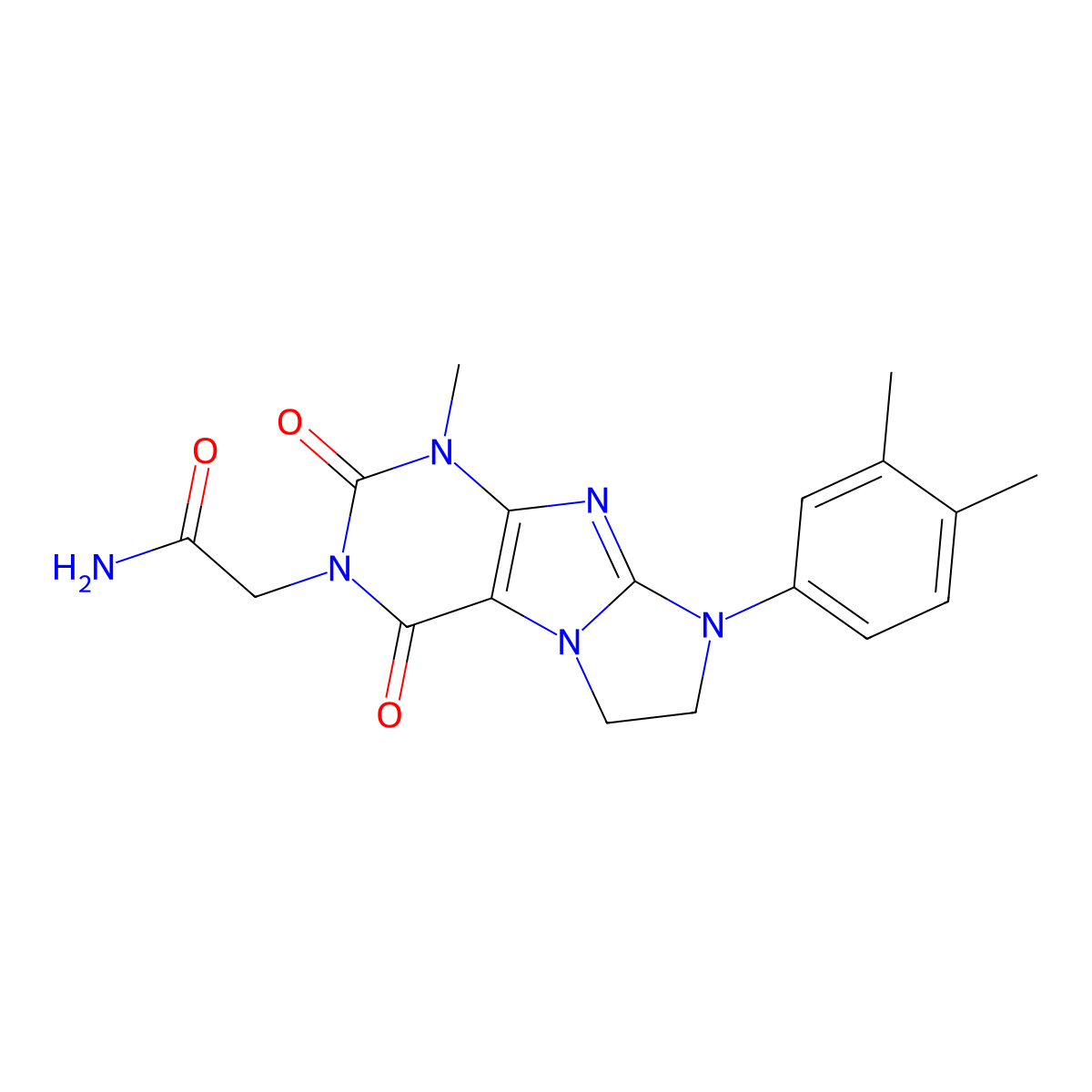 2-[6-(3,4-Dimethylphenyl)-4-methyl-1,3-dioxo-7,8-dihydropurino[7,8-a]imidazol-2-yl]acetamide molecular structure, CAS 1321818-52-3