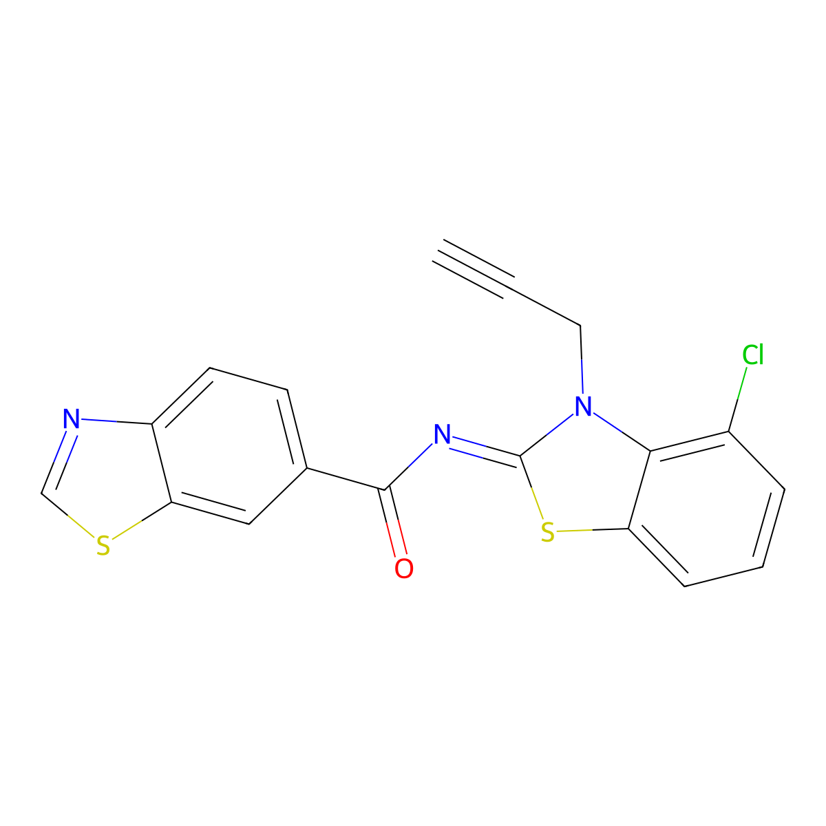 (Z)-N-(4-chloro-3-(prop-2-yn-1-yl)benzo[d]thiazol-2(3H)-ylidene)benzo[d]thiazole-6-carboxamide molecular structure, CAS 1321819-69-5