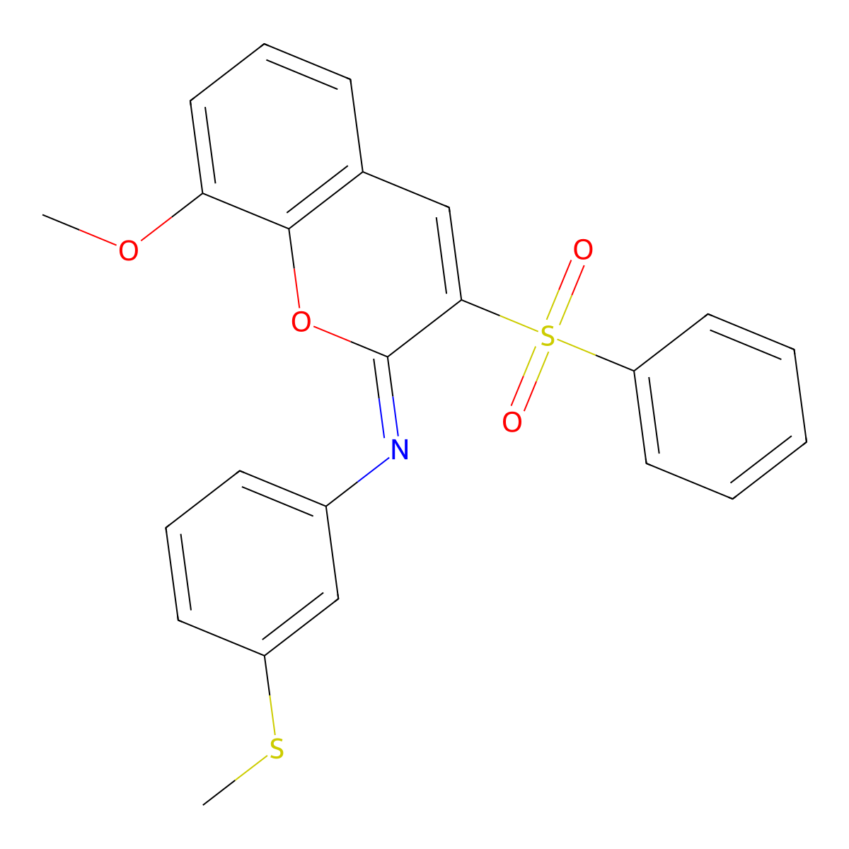 3-(benzenesulfonyl)-8-methoxy-N-(3-methylsulfanylphenyl)chromen-2-imine molecular structure, CAS 1321821-17-3