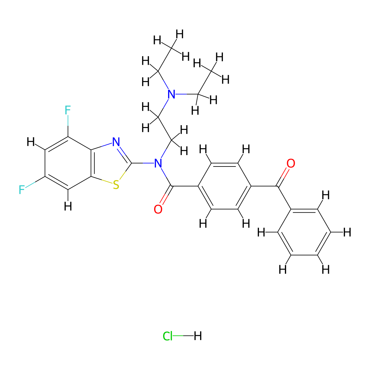 4-benzoyl-N-(2-(diethylamino)ethyl)-N-(4,6-difluorobenzo[d]thiazol-2-yl)benzamide hydrochloride molecular structure, CAS 1321840-25-8