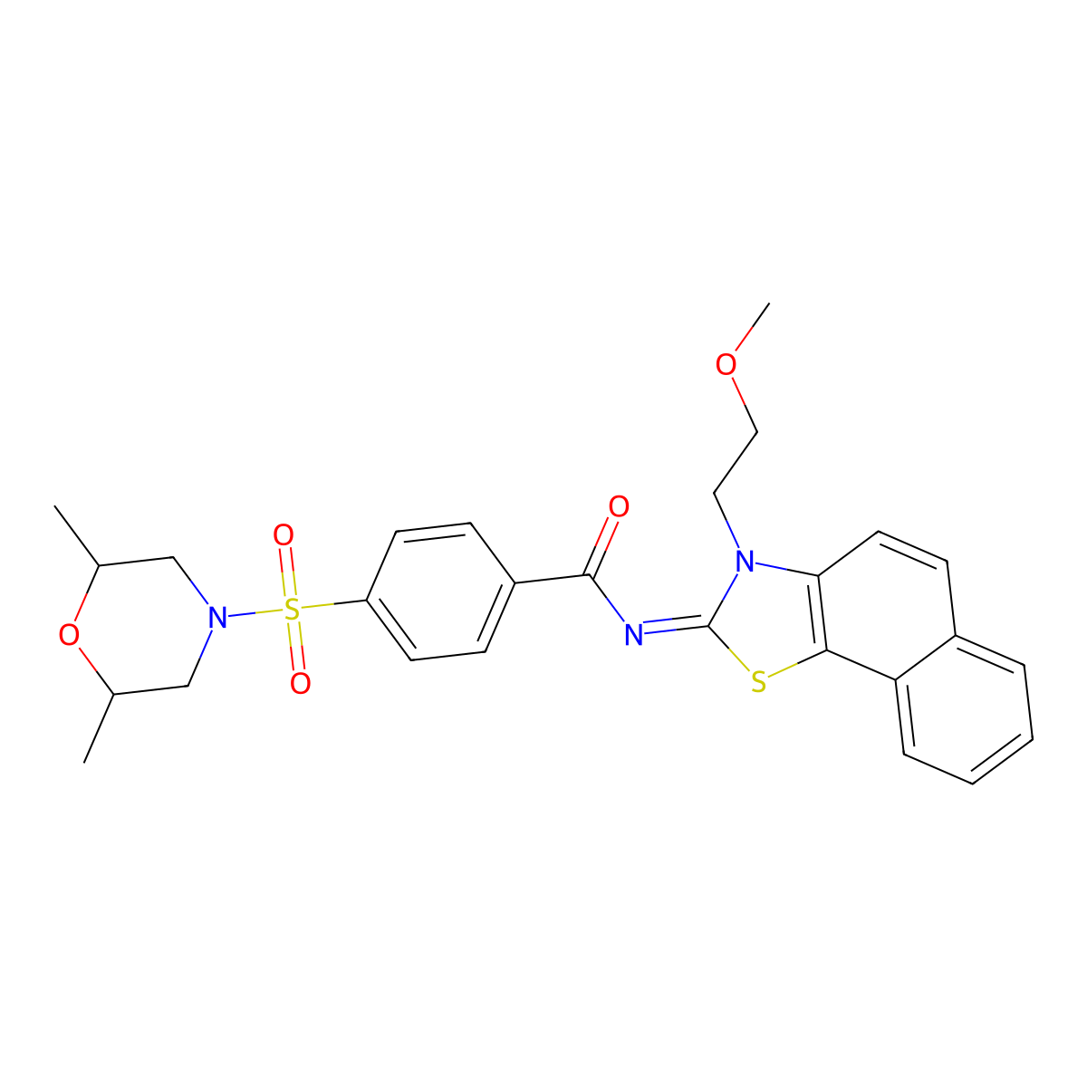 (Z)-4-((2,6-dimethylmorpholino)sulfonyl)-N-(3-(2-methoxyethyl)naphtho[2,1-d]thiazol-2(3H)-ylidene)benzamide molecular structure, CAS 1321848-19-4