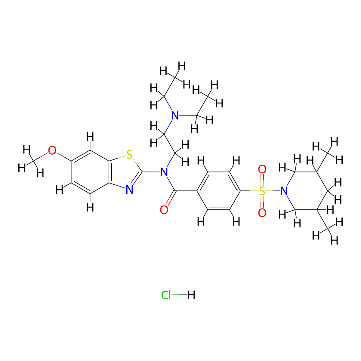 N-(2-(diethylamino)ethyl)-4-((3,5-dimethylpiperidin-1-yl)sulfonyl)-N-(6-methoxybenzo[d]thiazol-2-yl)benzamide hydrochloride molecular structure, CAS 1321850-48-9