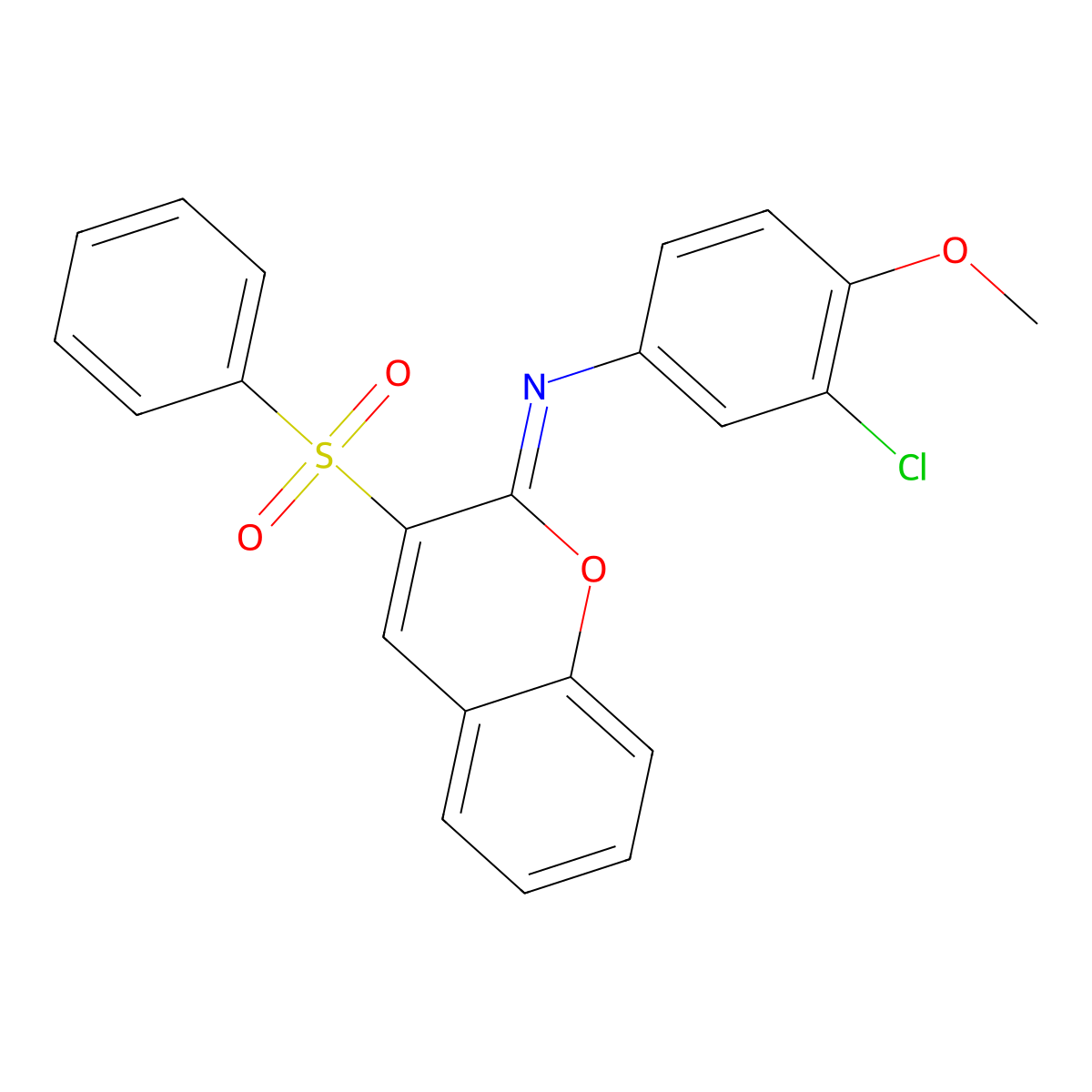 3-(benzenesulfonyl)-N-(3-chloro-4-methoxyphenyl)chromen-2-imine molecular structure, CAS 1321850-74-1