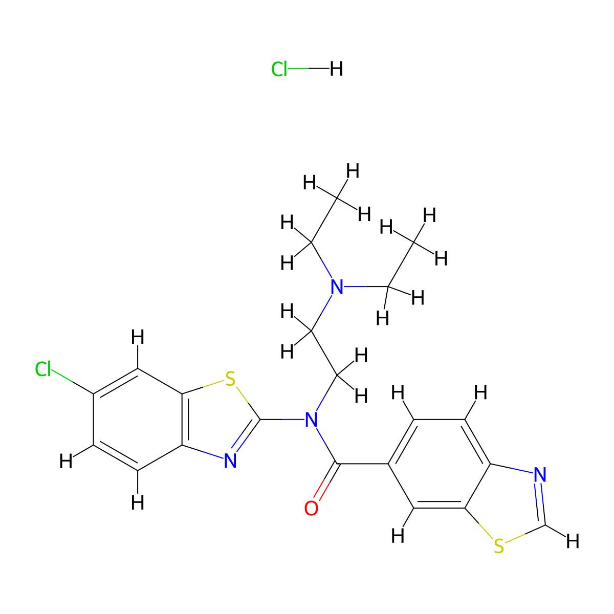 N-(6-chlorobenzo[d]thiazol-2-yl)-N-(2-(diethylamino)ethyl)benzo[d]thiazole-6-carboxamide hydrochloride molecular structure, CAS 1321854-29-8