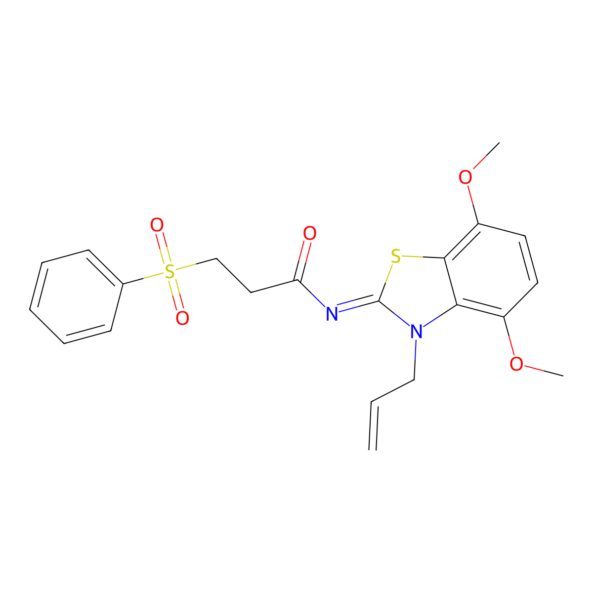 (E)-N-(3-allyl-4,7-dimethoxybenzo[d]thiazol-2(3H)-ylidene)-3-(phenylsulfonyl)propanamide molecular structure, CAS 1321856-03-4