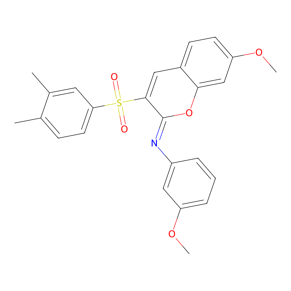 3-(3,4-dimethylphenyl)sulfonyl-7-methoxy-N-(3-methoxyphenyl)chromen-2-imine molecular structure, CAS 1321867-60-0