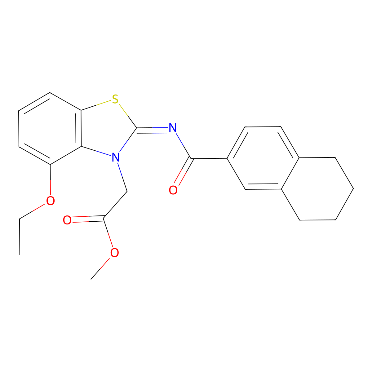 (Z)-methyl 2-(4-ethoxy-2-((5,6,7,8-tetrahydronaphthalene-2-carbonyl)imino)benzo[d]thiazol-3(2H)-yl)acetate molecular structure, CAS 1321881-51-9