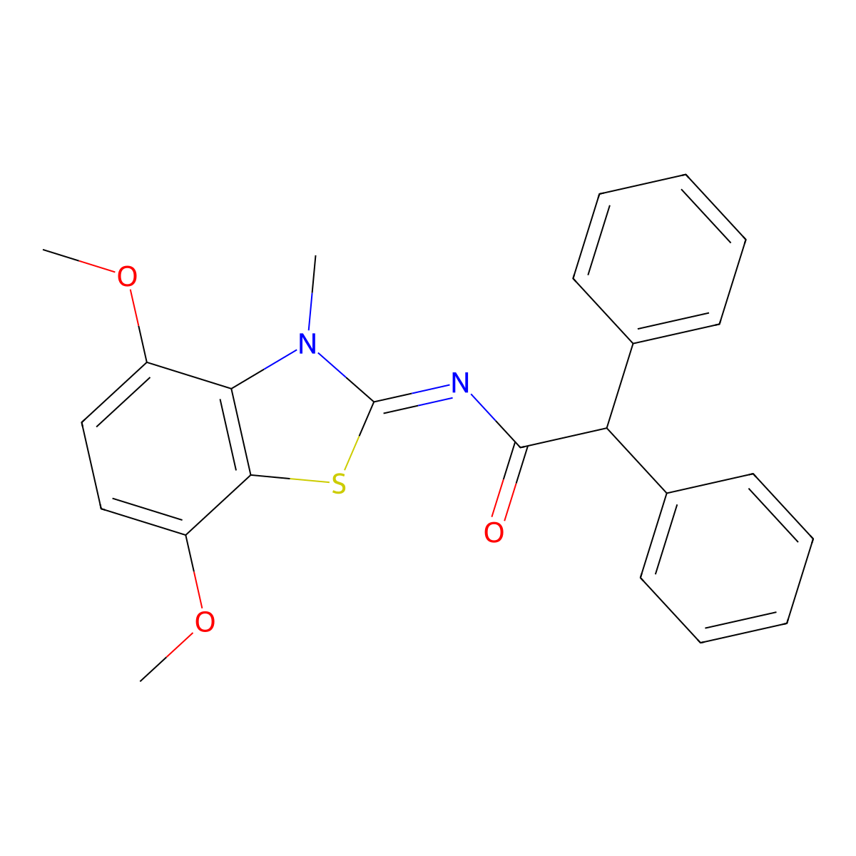 (Z)-N-(4,7-dimethoxy-3-methylbenzo[d]thiazol-2(3H)-ylidene)-2,2-diphenylacetamide molecular structure, CAS 1321882-04-5