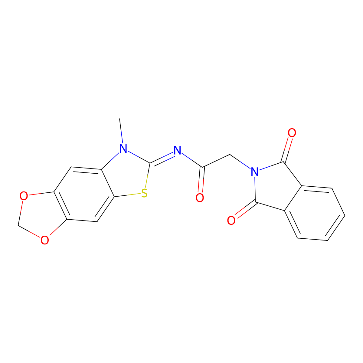 2-(1,3-dioxoisoindol-2-yl)-N-(7-methyl-[1,3]dioxolo[4,5-f][1,3]benzothiazol-6-ylidene)acetamide molecular structure, CAS 1321886-85-4