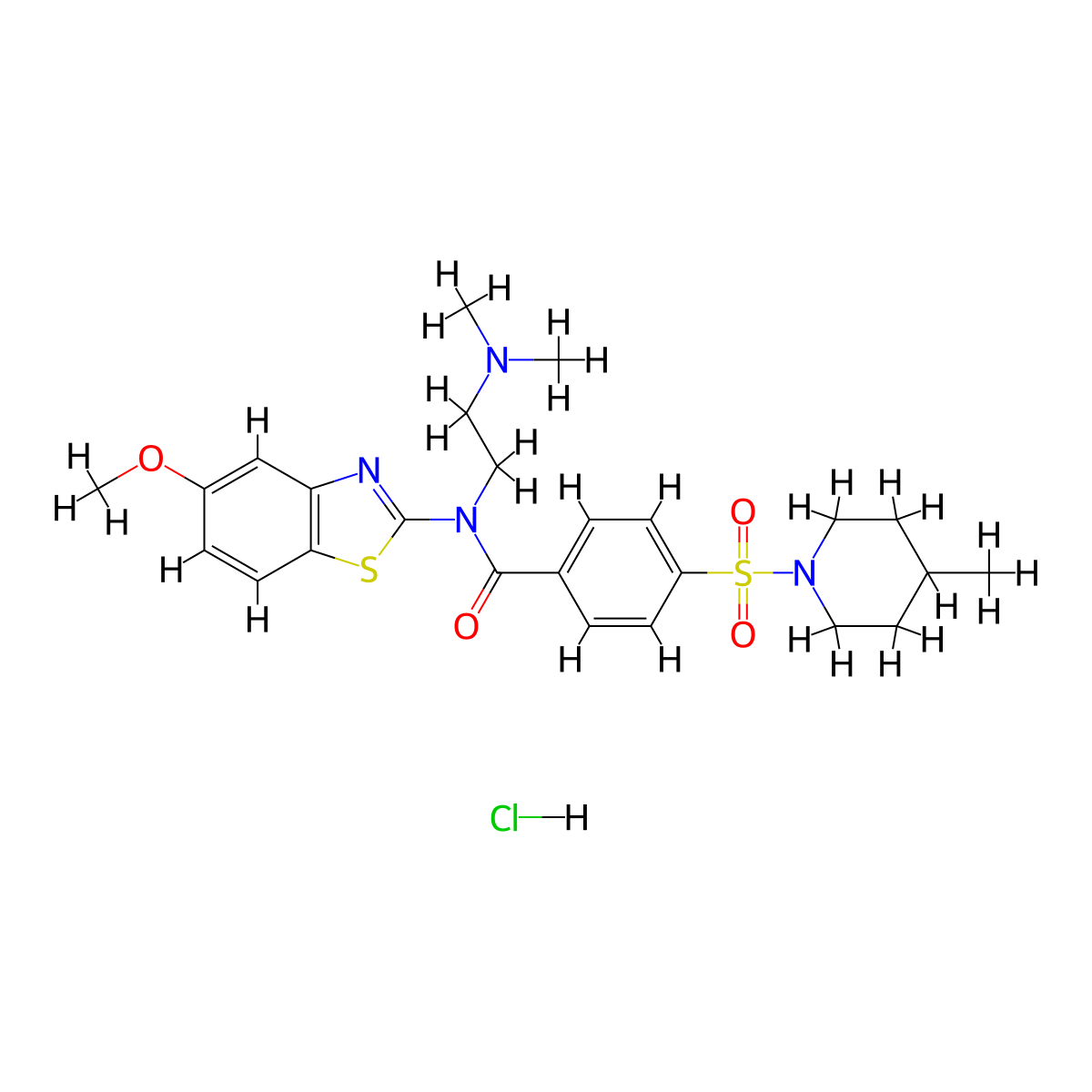 N-(2-(dimethylamino)ethyl)-N-(5-methoxybenzo[d]thiazol-2-yl)-4-((4-methylpiperidin-1-yl)sulfonyl)benzamide hydrochloride molecular structure, CAS 1321893-13-3