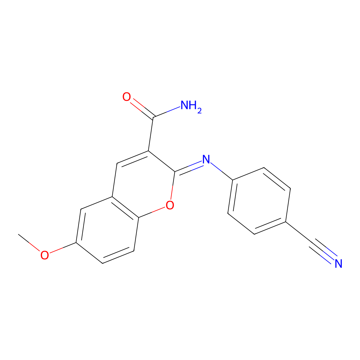 (2Z)-2-[(4-cyanophenyl)imino]-6-methoxy-2H-chromene-3-carboxamide molecular structure, CAS 1321895-68-4