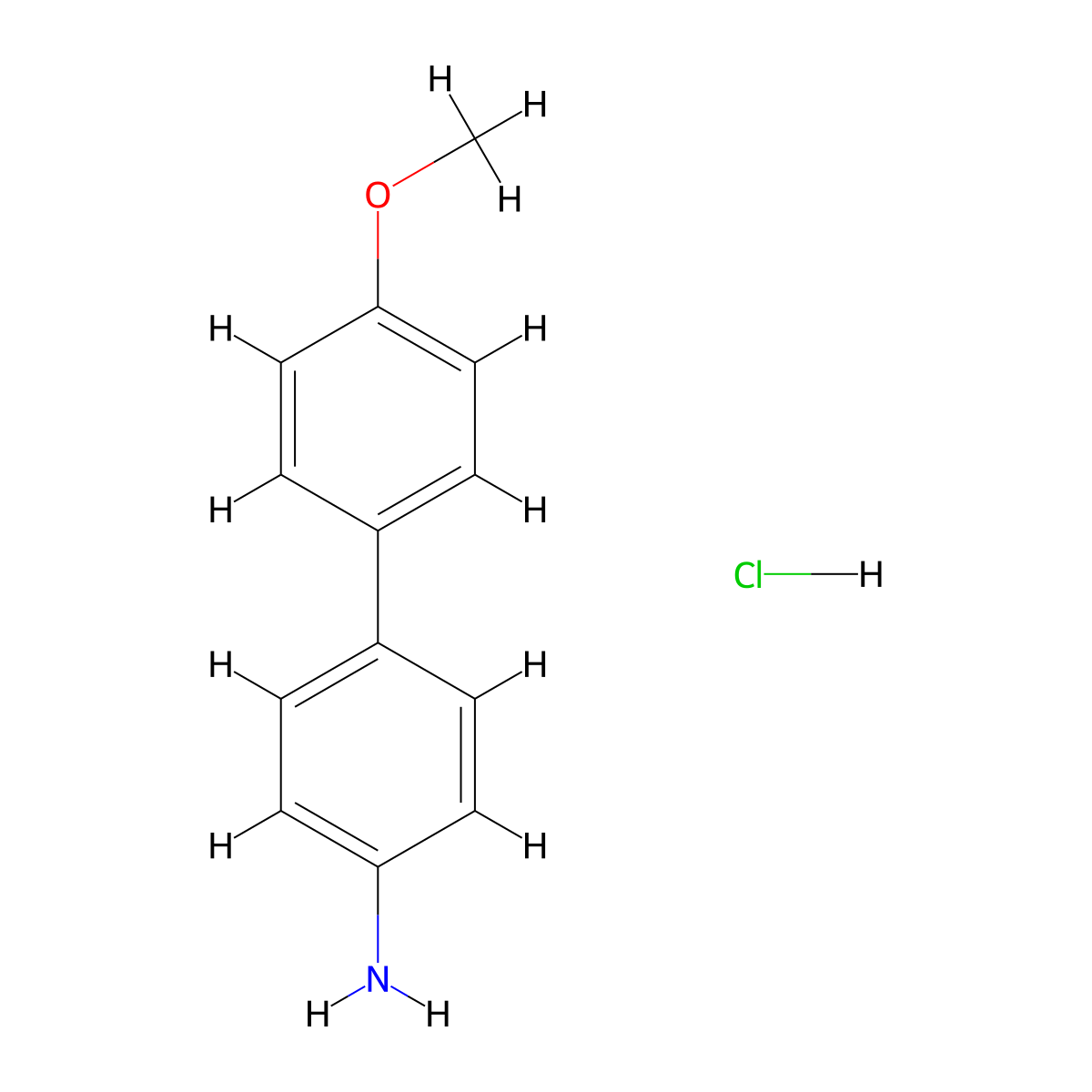 4-Amino-4'-methoxybiphenyl hydrochloride molecular structure, CAS 13219-33-5