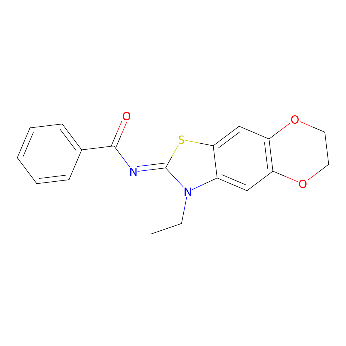 N-(3-ethyl-6,7-dihydro-[1,4]dioxino[2,3-f][1,3]benzothiazol-2-ylidene)benzamide molecular structure, CAS 1321900-13-3