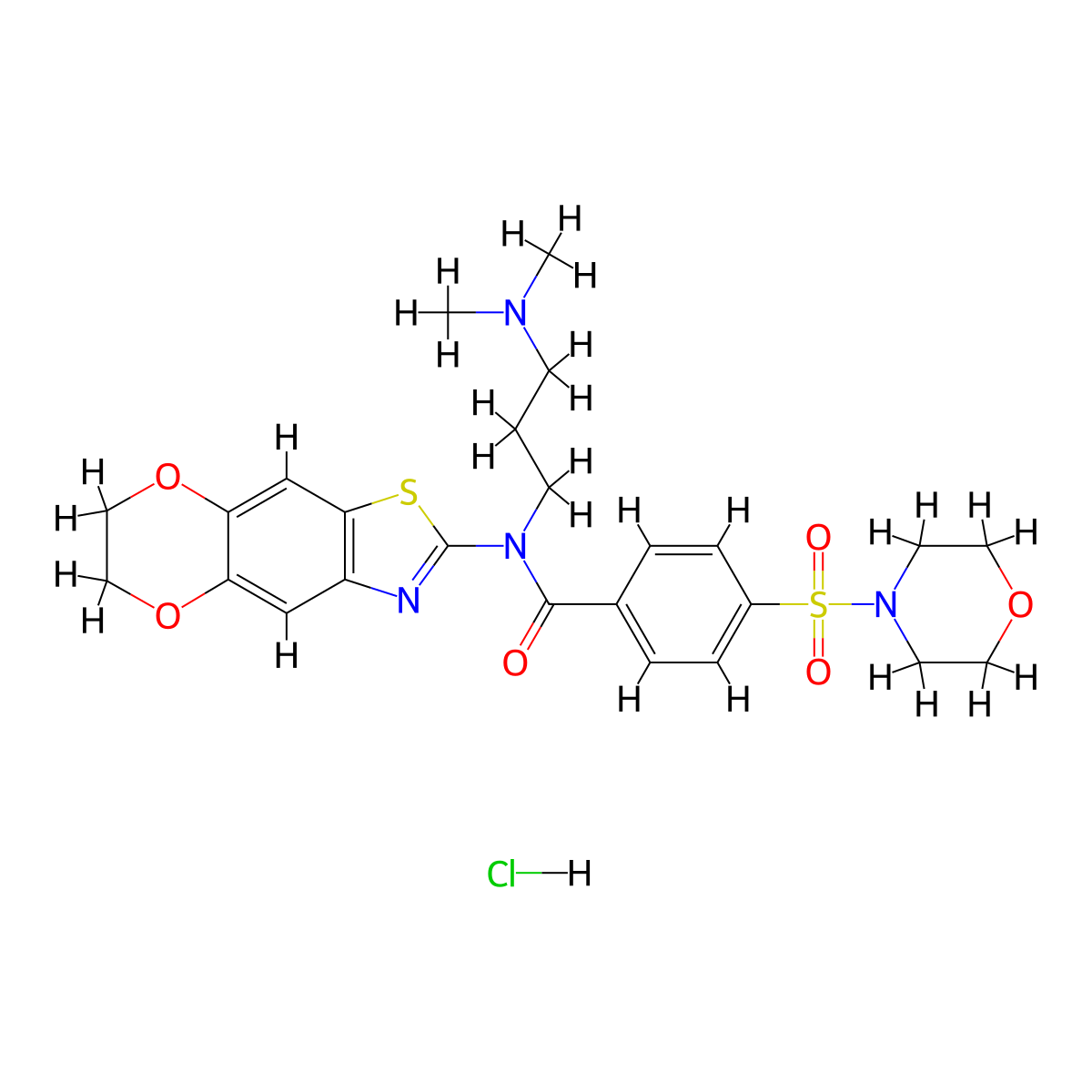 N-[3-(dimethylamino)propyl]-N-{10,13-dioxa-4-thia-6-azatricyclo[7.4.0.0^{3,7}]trideca-1,3(7),5,8-tetraen-5-yl}-4-(morpholine-4-sulfonyl)benzamide hydrochloride molecular structure, CAS 1321900-79-1