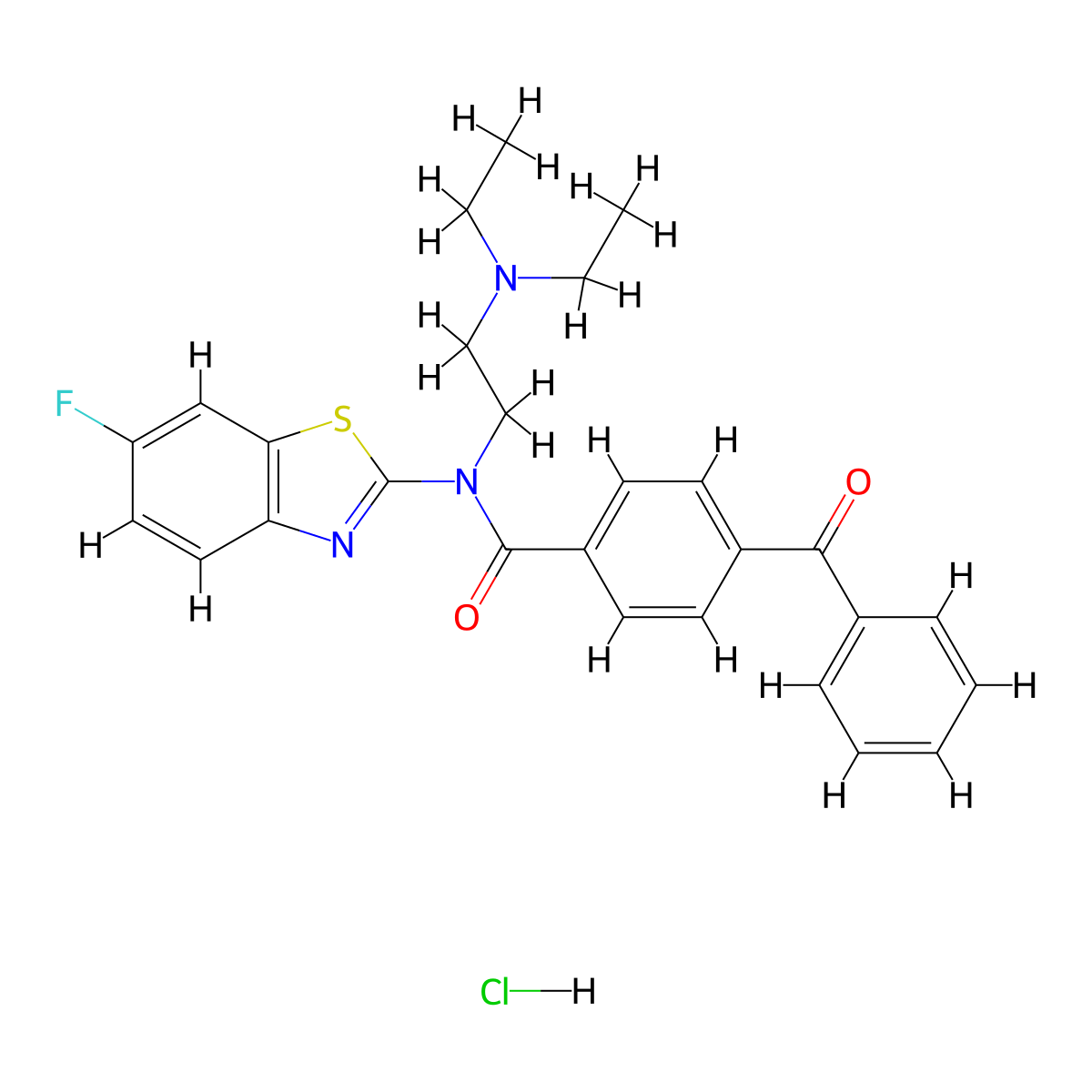 4-benzoyl-N-(2-(diethylamino)ethyl)-N-(6-fluorobenzo[d]thiazol-2-yl)benzamide hydrochloride molecular structure, CAS 1321906-29-9