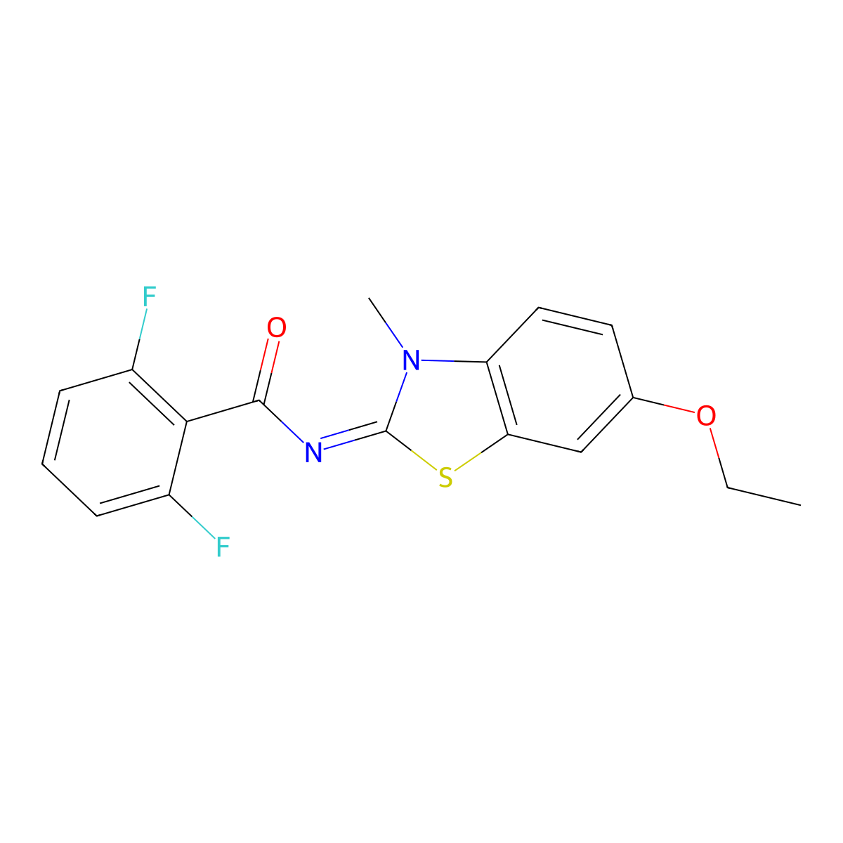 N-[(2E)-6-ethoxy-3-methyl-2,3-dihydro-1,3-benzothiazol-2-ylidene]-2,6-difluorobenzamide molecular structure, CAS 1321906-33-5