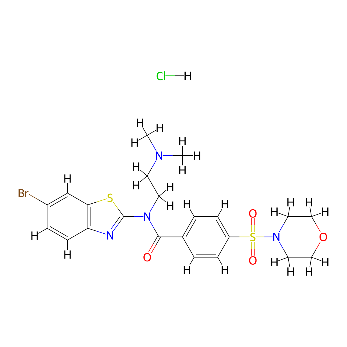 N-(6-bromobenzo[d]thiazol-2-yl)-N-(2-(dimethylamino)ethyl)-4-(morpholinosulfonyl)benzamide hydrochloride molecular structure, CAS 1321923-76-5