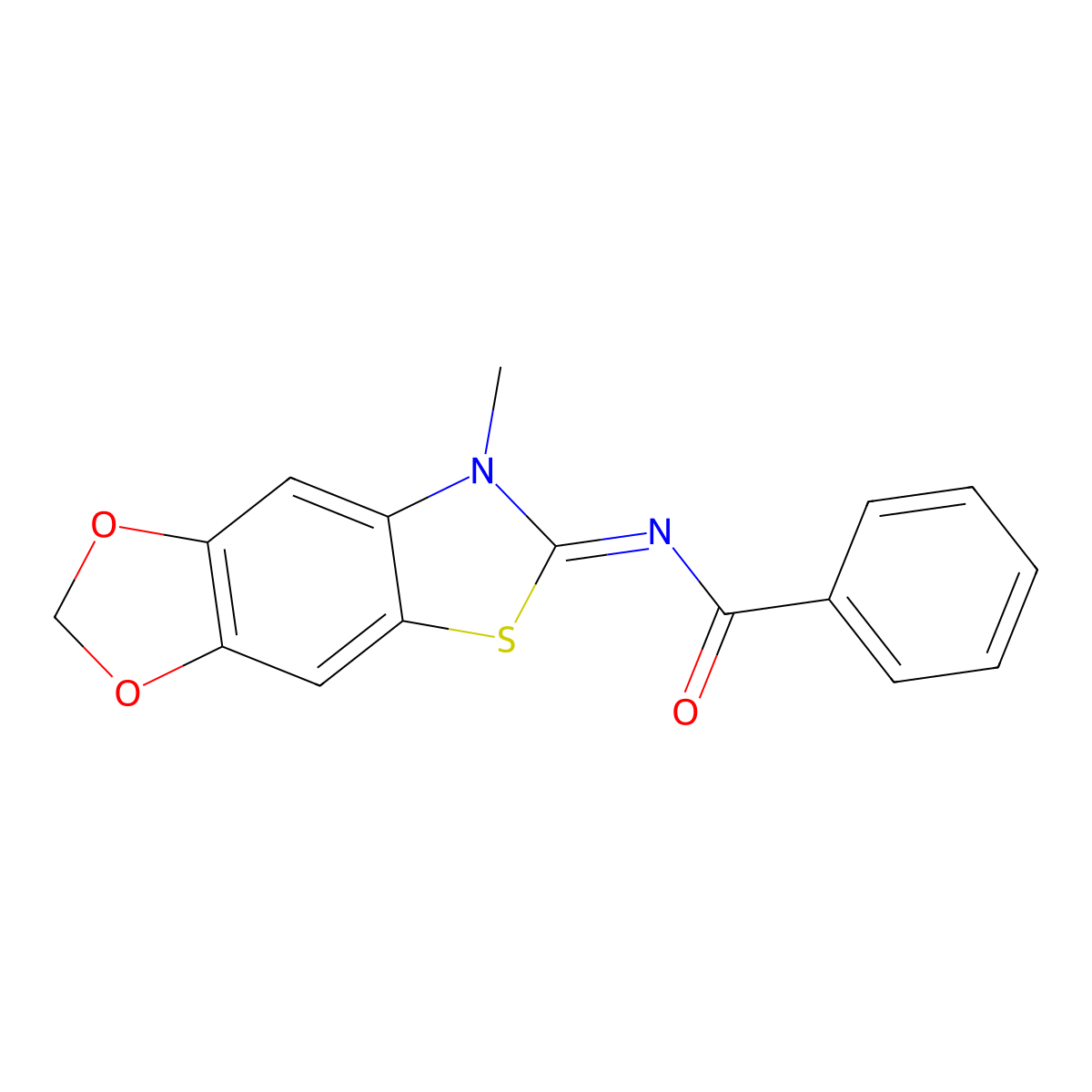 N-(7-methyl-[1,3]dioxolo[4,5-f][1,3]benzothiazol-6-ylidene)benzamide molecular structure, CAS 1321927-77-8