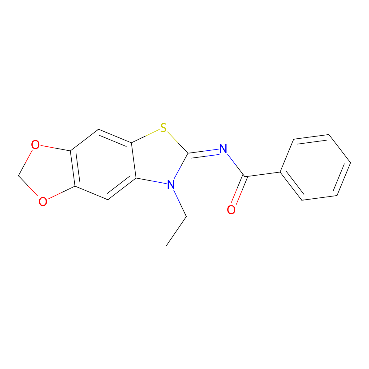N-(7-ethyl-[1,3]dioxolo[4,5-f][1,3]benzothiazol-6-ylidene)benzamide molecular structure, CAS 1321939-84-7