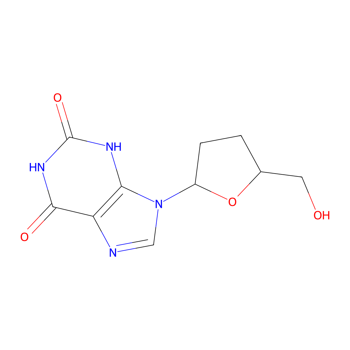 2',3'-Dideoxyxanthosine molecular structure, CAS 132194-28-6