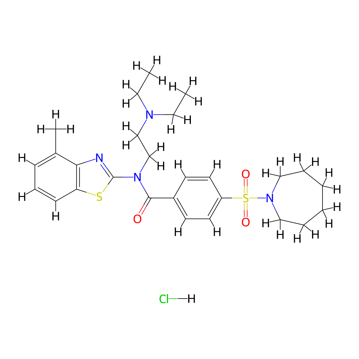 4-(azepan-1-ylsulfonyl)-N-(2-(diethylamino)ethyl)-N-(4-methylbenzo[d]thiazol-2-yl)benzamide hydrochloride molecular structure, CAS 1321942-48-6