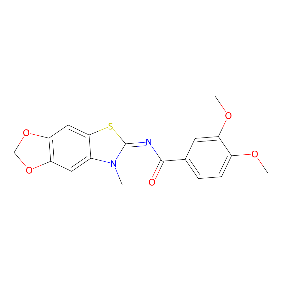 3,4-dimethoxy-N-(7-methyl-[1,3]dioxolo[4,5-f][1,3]benzothiazol-6-ylidene)benzamide molecular structure, CAS 1321943-58-1