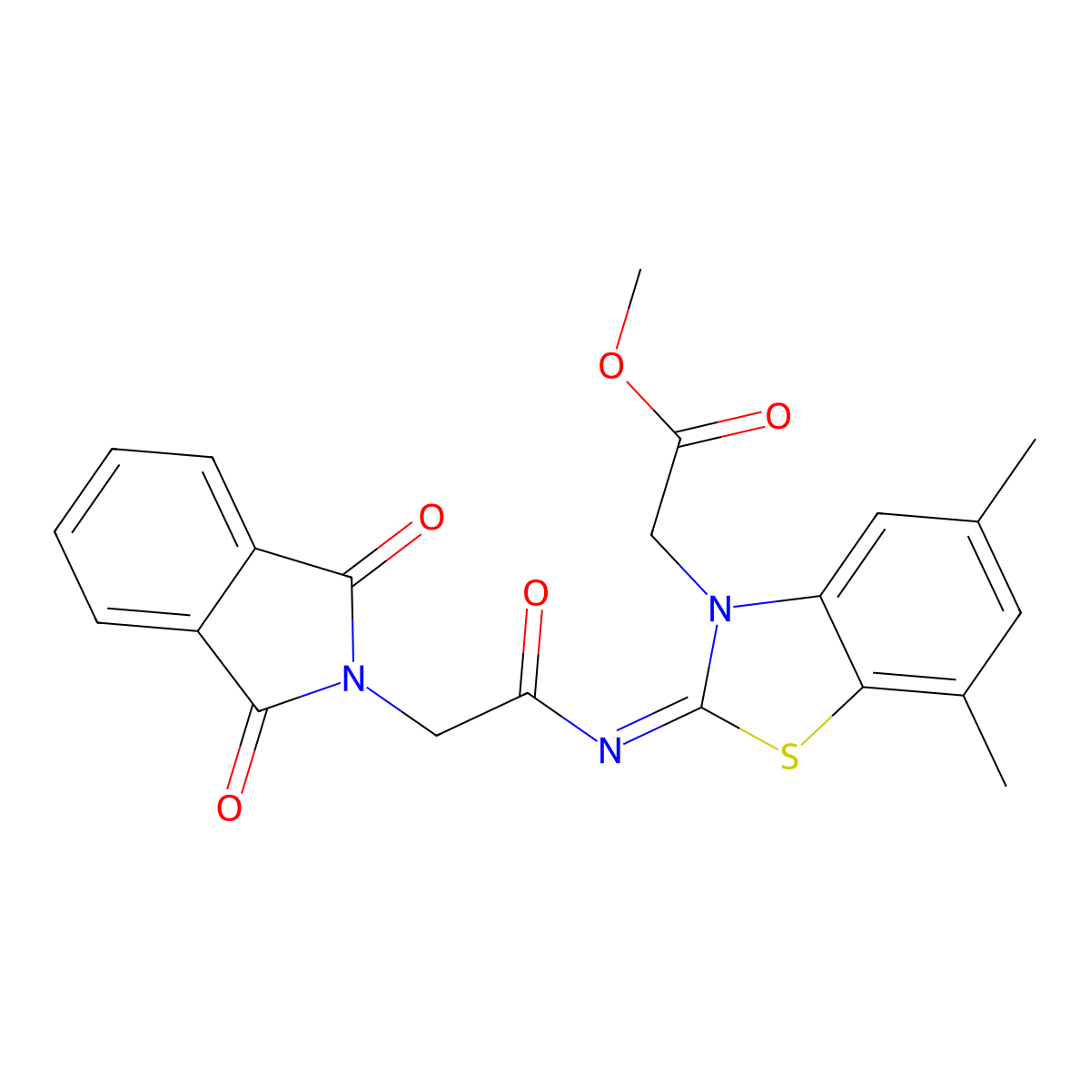 (Z)-methyl 2-(2-((2-(1,3-dioxoisoindolin-2-yl)acetyl)imino)-5,7-dimethylbenzo[d]thiazol-3(2H)-yl)acetate molecular structure, CAS 1321948-93-9