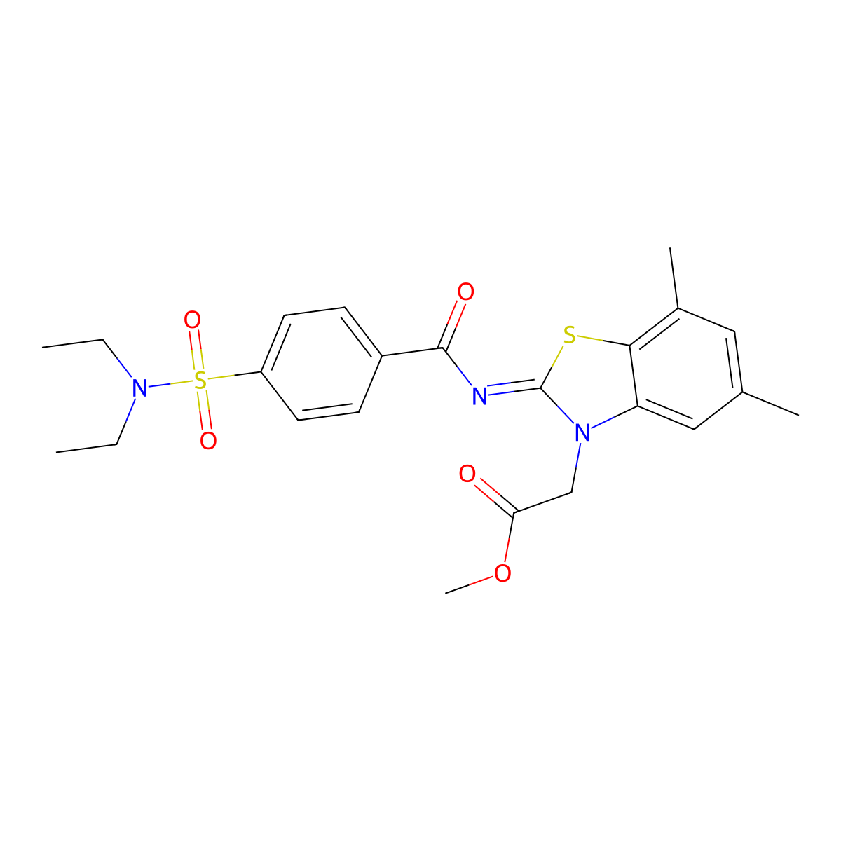 (Z)-methyl 2-(2-((4-(N,N-diethylsulfamoyl)benzoyl)imino)-5,7-dimethylbenzo[d]thiazol-3(2H)-yl)acetate molecular structure, CAS 1321949-38-5