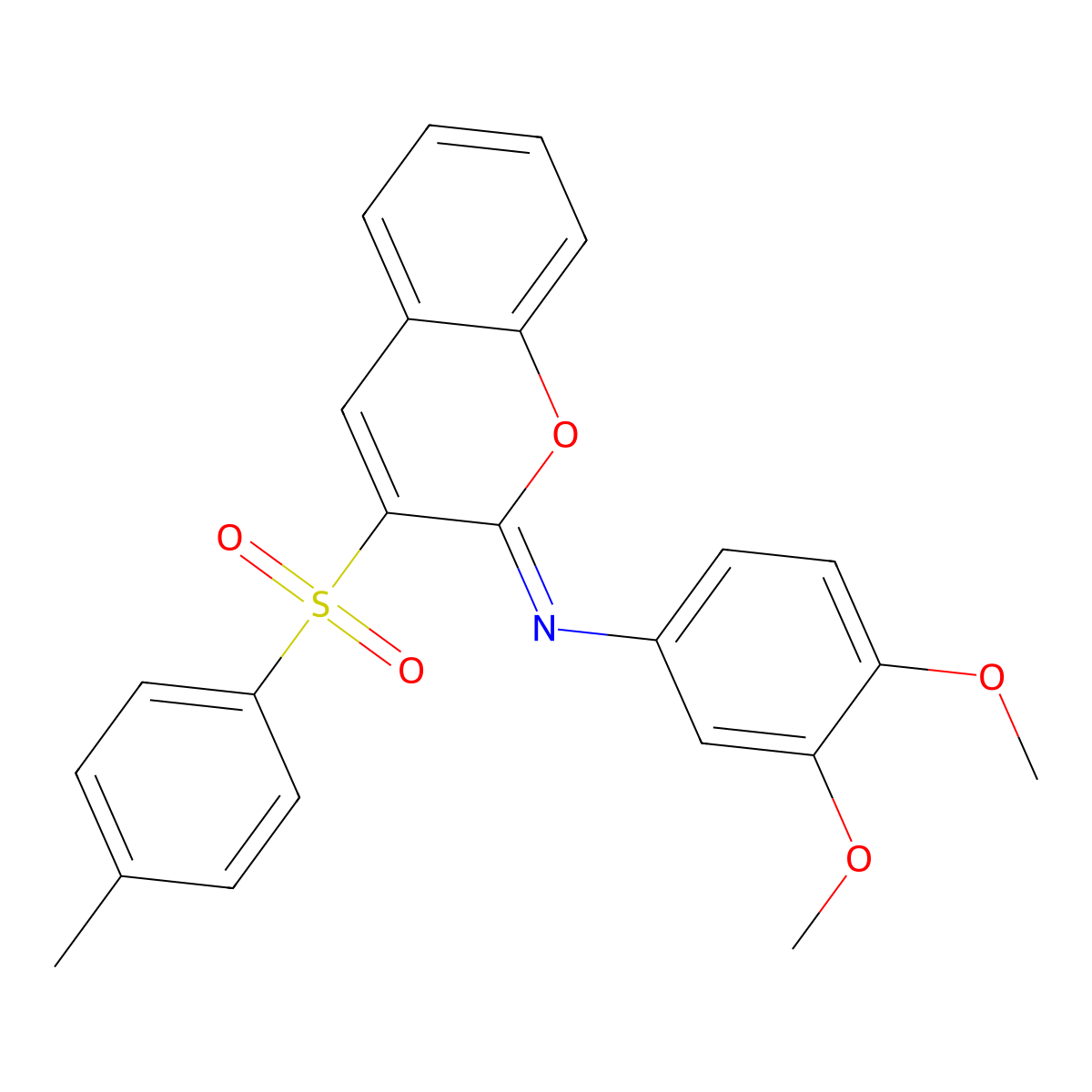 N-(3,4-dimethoxyphenyl)-3-(4-methylphenyl)sulfonylchromen-2-imine molecular structure, CAS 1321949-64-7