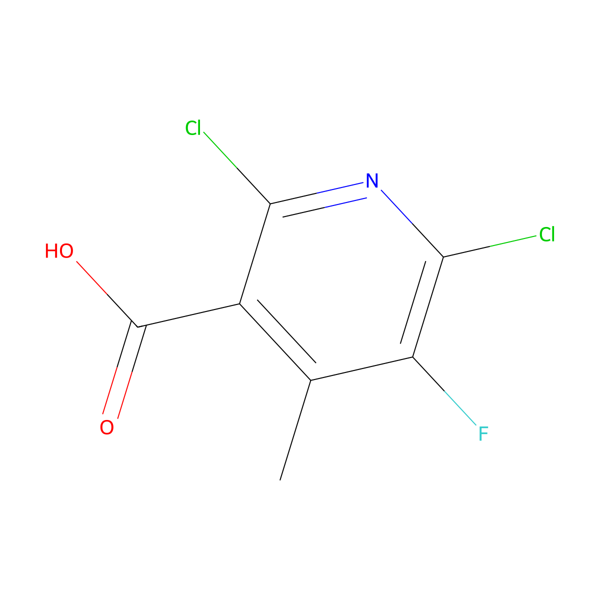 2,6-Dichloro-5-fluoro-4-methylpyridine-3-carboxylic acid molecular structure, CAS 132195-42-7